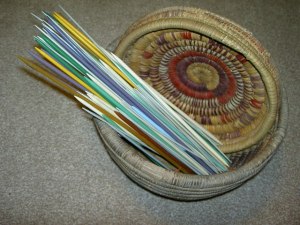 Sock Needles in Sewing Basket